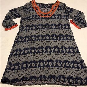Mittoshop Navy and Orange Patterned Dress